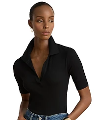 Lauren Ralph Women's Jersey Short-Sleeve Collared Top
