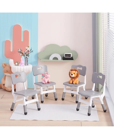 gaomon 4 Set of Height-Adjustable Plastic Chairs, Ergonomic Backrest, Non-Slip Feet, Durable, for Home, Kindergarten and Classroom Activities