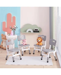 gaomon 4 Set of Height-Adjustable Plastic Chairs, Ergonomic Backrest, Non-Slip Feet, Durable, for Home, Kindergarten and Classroom Activities