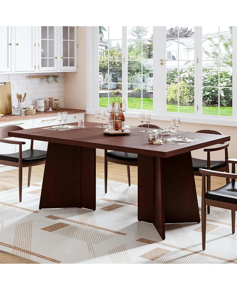 gaomon Dining Table for 6-8, Modern Long Kitchen Table with Large Top & Heavy-Duty Pedestal Legs