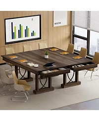 gaomon 8-Ft Dining Table for 6-8 with 2 Drawers, Rectangular Kitchen Table with Double Pedestal