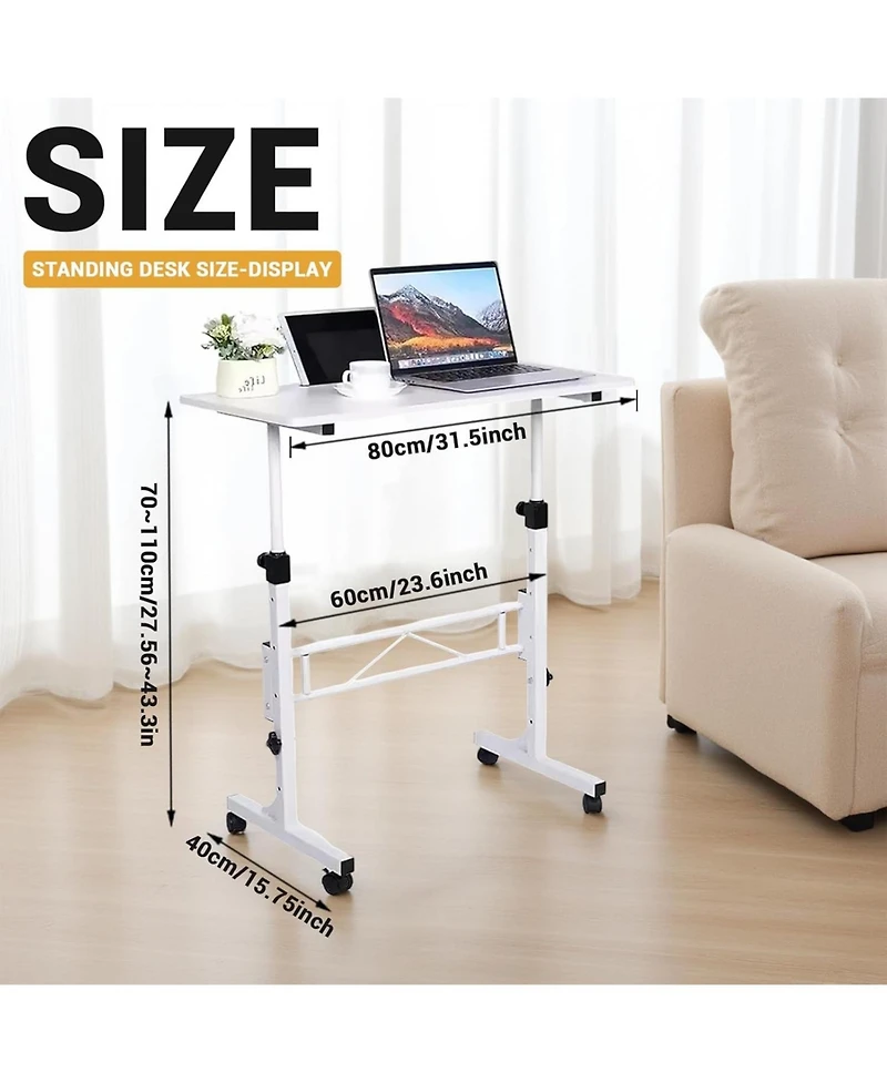 gaomon Mobile Standing Desk, Height Adjustable Sit-Stand Table, Rolling Portable Computer Workstation for Home Office