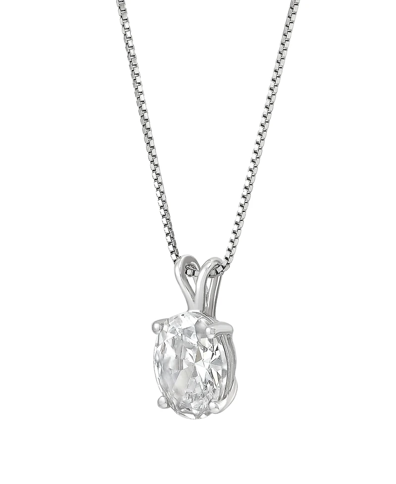 Macy's Igi Certified Lab-Grown Diamond Solitaire Pendant Necklace (1 ct. t.w.) in 14k White Gold