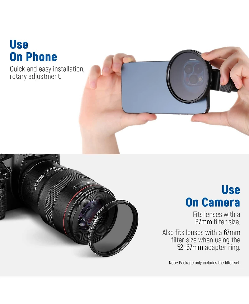 Neewer S25 Cpl Optical Glass Camera Lens Accessory for select iPhone and Android mobile devices