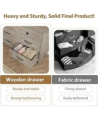 homfan 6 Drawer Dresser for Bedroom Classic Wide Wooden Chest, Freestanding Farmhouse Storage for Closet Nursery Living Room Entryway