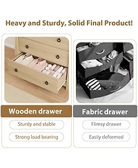 homfan 3 Drawer Dresser for Bedroom Chest of Drawers with Metal Ring Pull Handles, Wooden Storage for Living Room Entryway Hallway