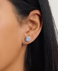 Macy's Sterling Silver Starlight Cubic Zirconia Cushion Halo Stud Earrings