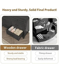 homfan 6-Drawer Wooden Dresser Chest for Bedroom, Closet, Nursery, Living Room, Dining Room, Entryway, Tv Stand