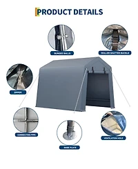 homfan 6x6 ft Motorcycle Shelter, Galvanized Steel Frame, Weather and Uv Resistant, Tool-Free Assembly Outdoor Bike Tent