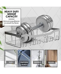 Complete Burlap Texture Polyresin Bathroom Decor and Accessory Set with Shower Curtain