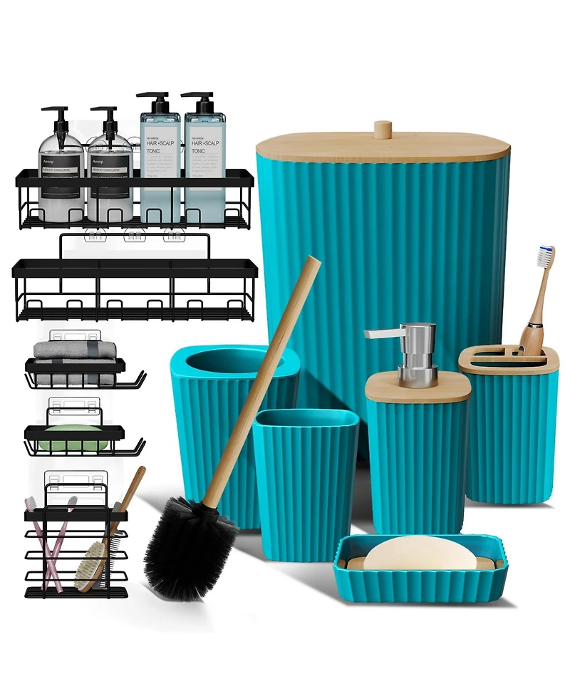 Modern Complete Bathroom Decor and Shower Caddy Set