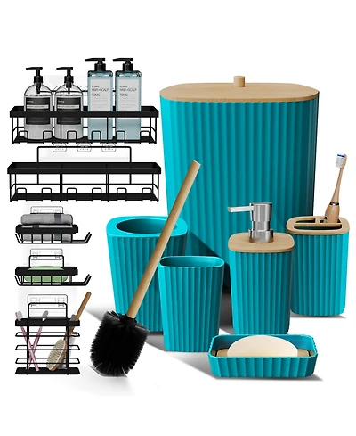 Modern Complete Bathroom Decor and Shower Caddy Set