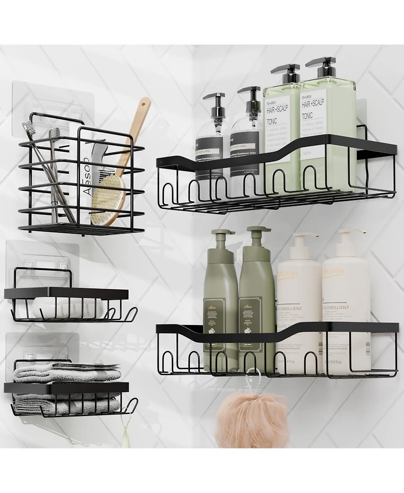 Clara Clark Piece Complete Bathroom Set with Bath rugs and Shower Caddy