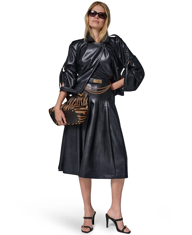 Donna Karan New York Petite Roll-Sleeve Collared Short Jacket