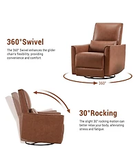 homfan 360degree(s) Swivel Rocking Recliner Chair – Deep Seat Pu Leather Lounge Chair with Lumbar Support and Padded Armrests