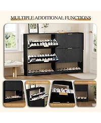 gaomon Entryway Shoe Storage Cabinet with double Flip Drawers, Wooden Organizer Adjustable Shelf, Slim Freestanding Rack