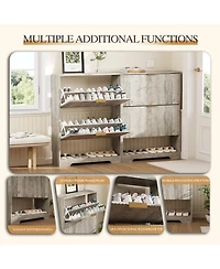 gaomon Entryway Shoe Storage Cabinet with double Flip Drawers, Wooden Organizer Adjustable Shelf, Slim Freestanding Rack