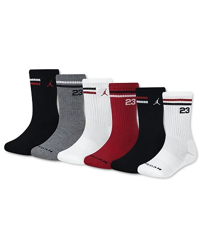 Jordan Boys' 7-11 Icon Stripe Crew Socks, 6-Pack