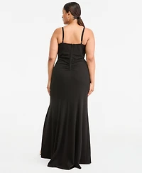 Emerald Sundae Plus Scuba Body-Con Sequined Embroidery Gown
