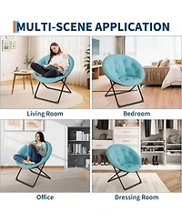 gaomon Comfy Saucer Chairs, Folding Reading Lounge Chair, Cozy Faux Fur Living Room Chair with Soft Thick Padded Seat and Metal Frame