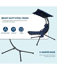 gaomon Hanging Chaise Lounge Swing Chair, Curved Steel Hammock Lounger Chairs for Patio Pool Garden Backyard
