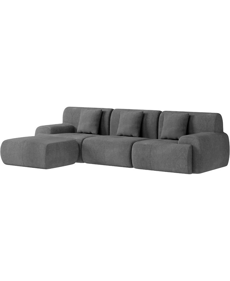 gaomon Corduroy L Shaped Fabric Sectional Sofa Set with Chaise for Living Room Apartment