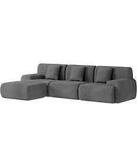 gaomon Corduroy L Shaped Fabric Sectional Sofa Set with Chaise for Living Room Apartment