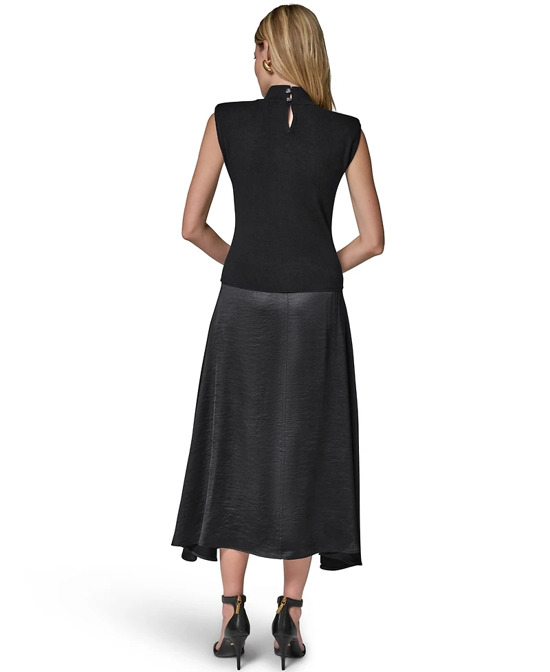 Donna Karan New York Women's Viscose Mixed Media Midi Dress
