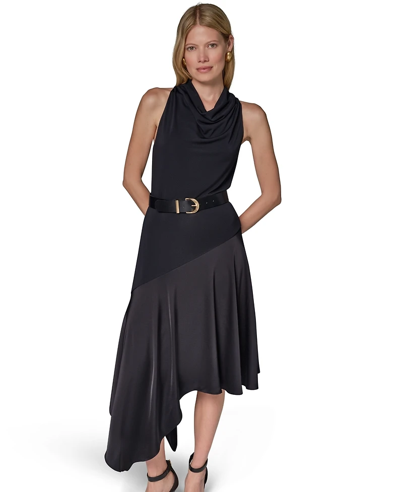 Donna Karan New York Women's Jersey High-Low Fit & Flare Dress