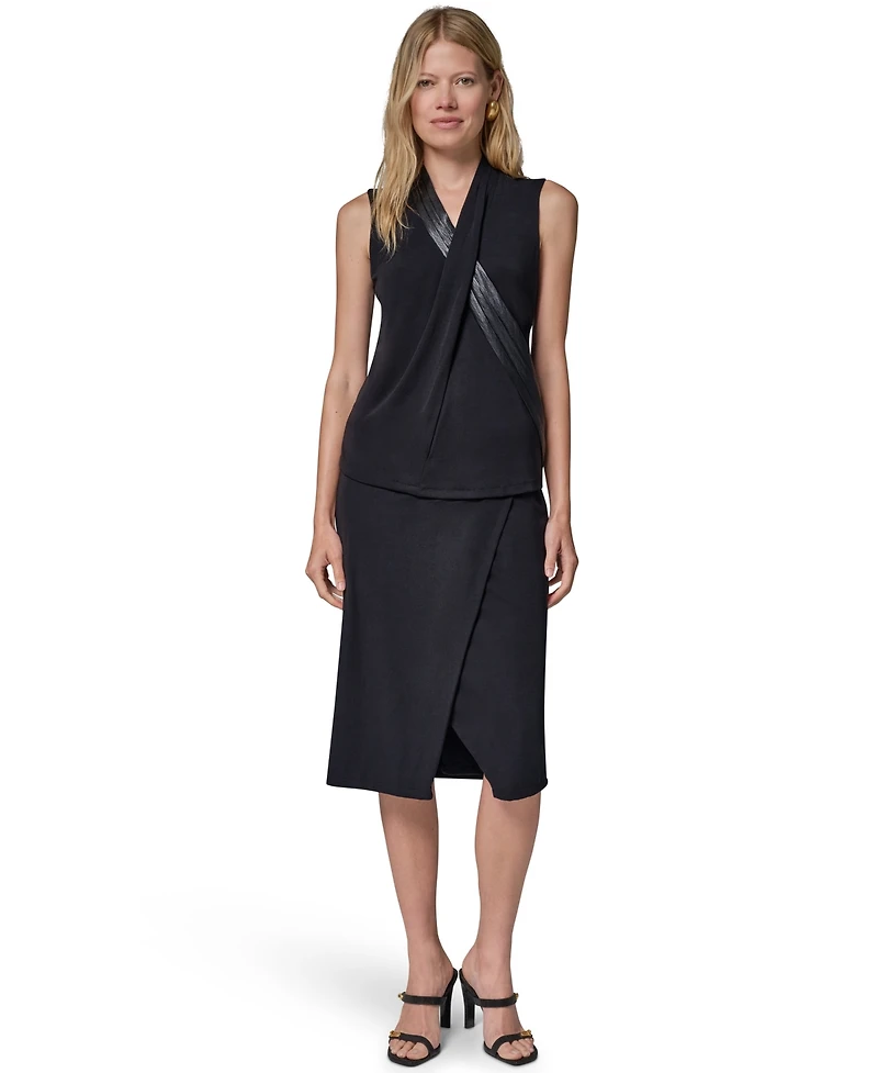Donna Karan New York Women's Jersey V-Neck Blouse