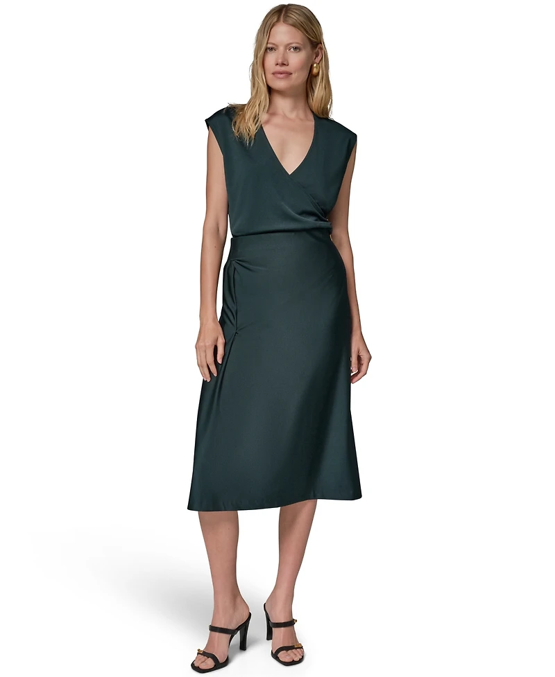 Donna Karan New York Women's Sheen Ponte Midi Pencil Skirt