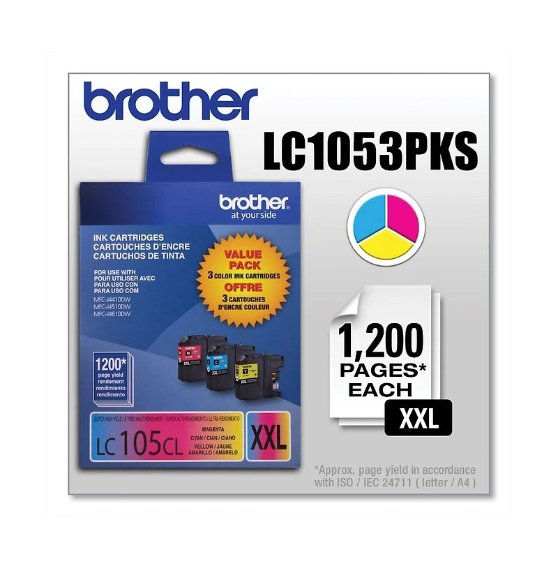 Brother LC1053PKS Innobella 1200 Page-Yield Ink Cartridges, 3-Pack