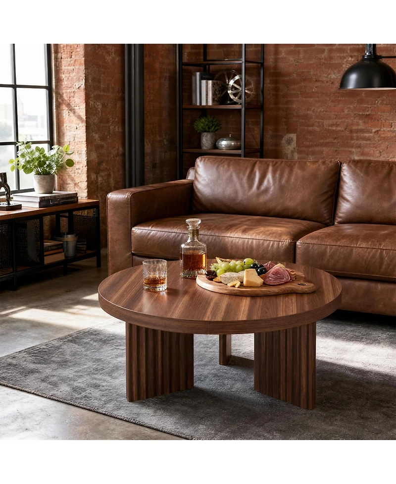 gaomon 33.5-Inch Round Wood Coffee Table for Small Spaces, Living Room Center Table