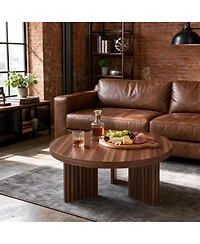 gaomon 33.5-Inch Round Wood Coffee Table for Small Spaces, Living Room Center Table