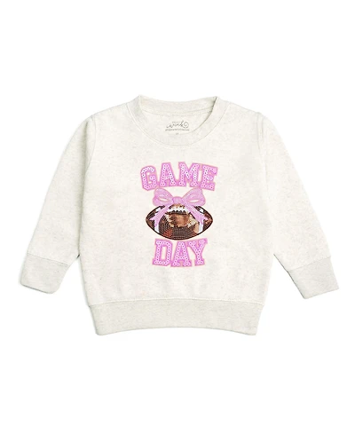Sweet Wink Toddler Girls Game Day Sequin Patch Sweatshirt