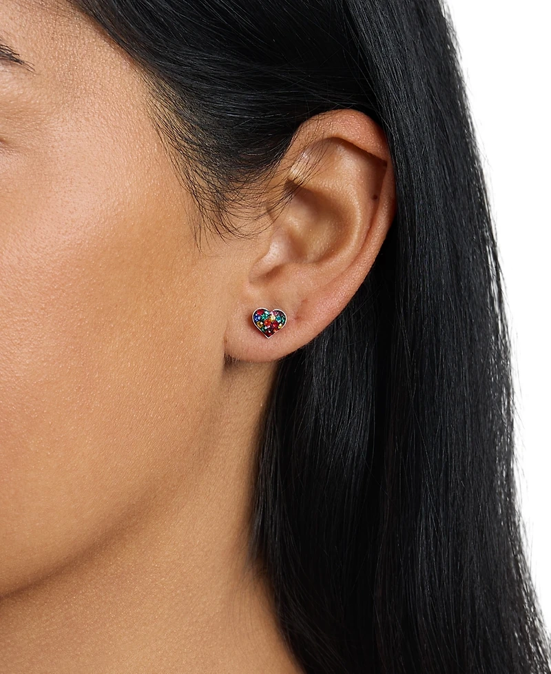 Macy's 8mm Crystal Pave Heart Stud Earrings