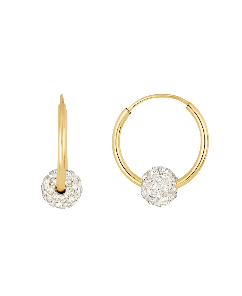 Macy's Crystal Pave 6mm Ball on 16mm Endless Hoop Earrings