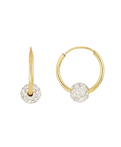 Macy's Crystal Pave 6mm Ball on 16mm Endless Hoop Earrings