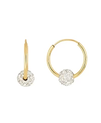 Macy's Crystal Pave 6mm Ball on 16mm Endless Hoop Earrings