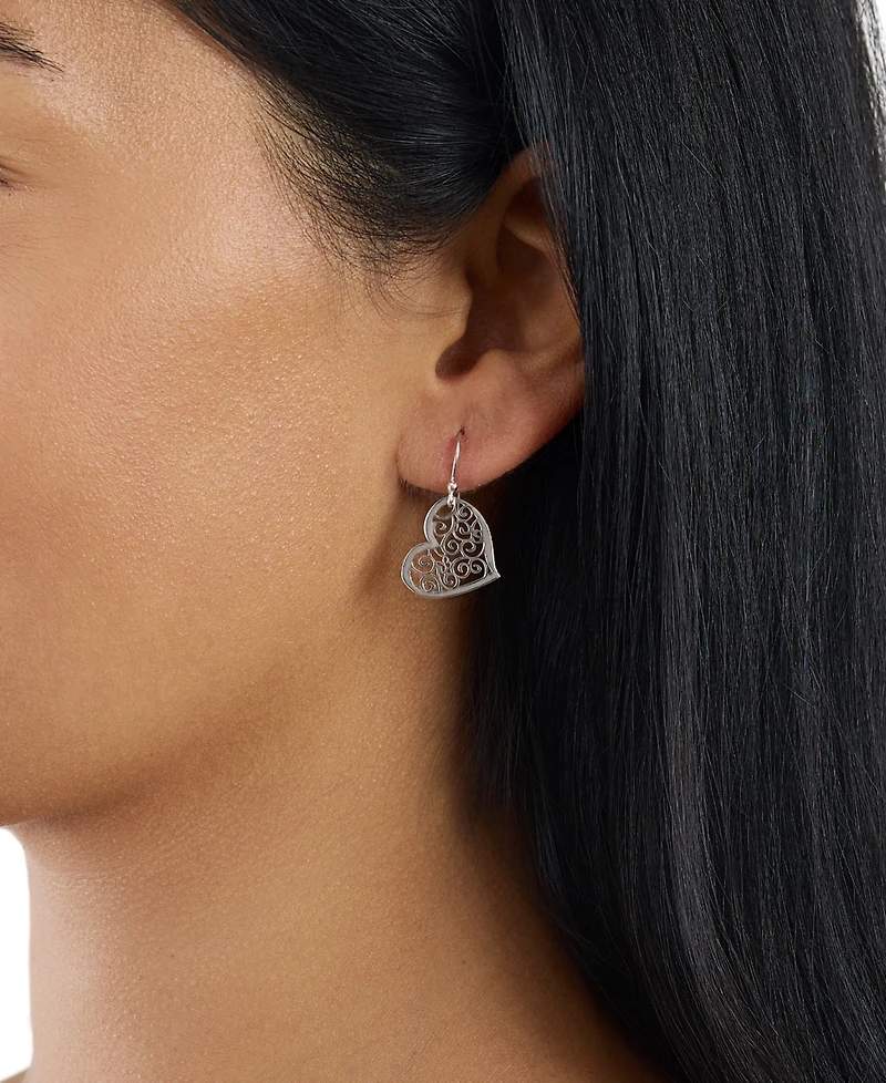 Macy's Laser Cut Scroll Heart Drop Earrings