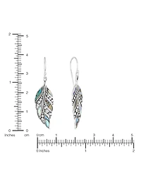 Macy's Abalone Oxidized Dotted Feather Drop Earrings