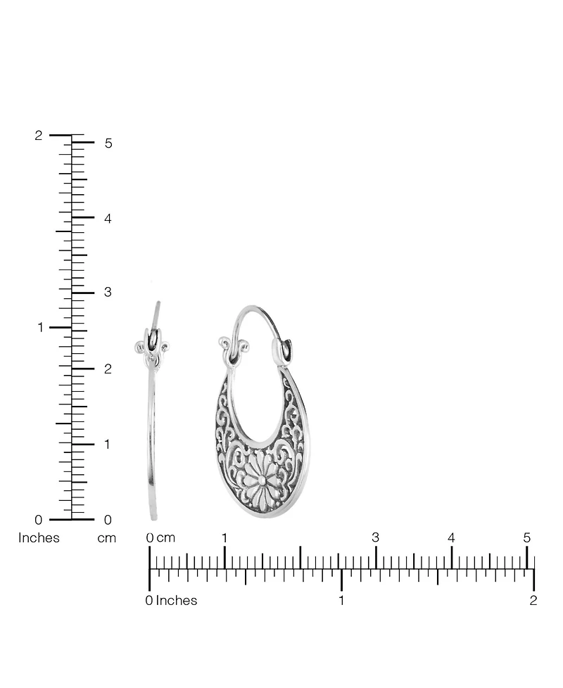 Macy's Oxidized Flower Swirl 1.15" Hoop Earrings