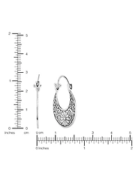 Macy's Oxidized Flower Swirl 1.15" Hoop Earrings