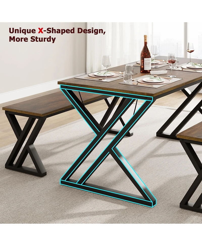 homfan Space Saving Dining Table Set for 4 - 44.8 inch Rectangular Kitchen and Dining Room Furniture with Benches