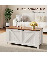 homfan Storage Bench, 39 Inch Wood Lift Top Entryway Organizer Chest with Slow Close Hinges, Coffee Table for Living Room