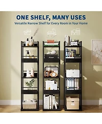 gaomon 5-Tier Rotating Corner Bookshelf Industrial Storage Wood for Small Space
