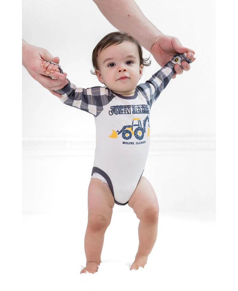 John Deere Baby Boys ( 3-6 9-12 ) 3-Pack Long Sleeve Bodysuits