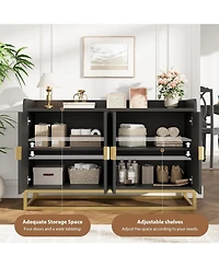 gaomon 47.2 Inch Fluted Sideboard with Storage Cabinet, Modern Kitchen Sideboard with Adjustable Shelves
