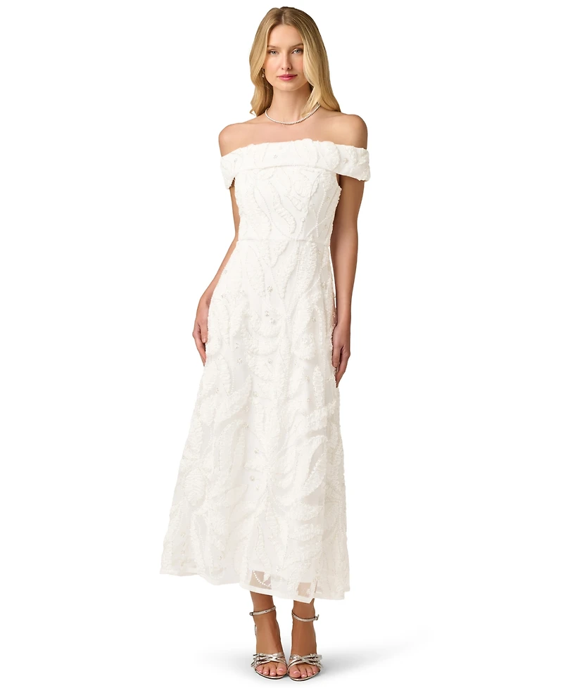 Adrianna Papell Women's Off-the-Shoulder Midi Dress