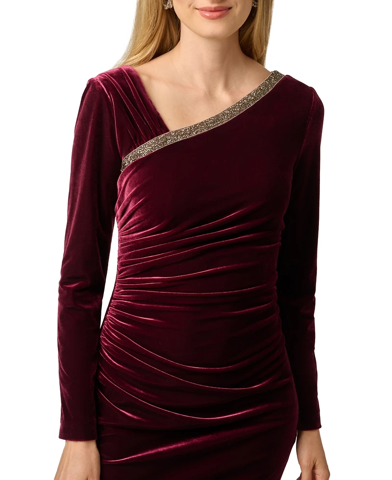 Adrianna Papell Women's Long-Sleeve Velvet Dress